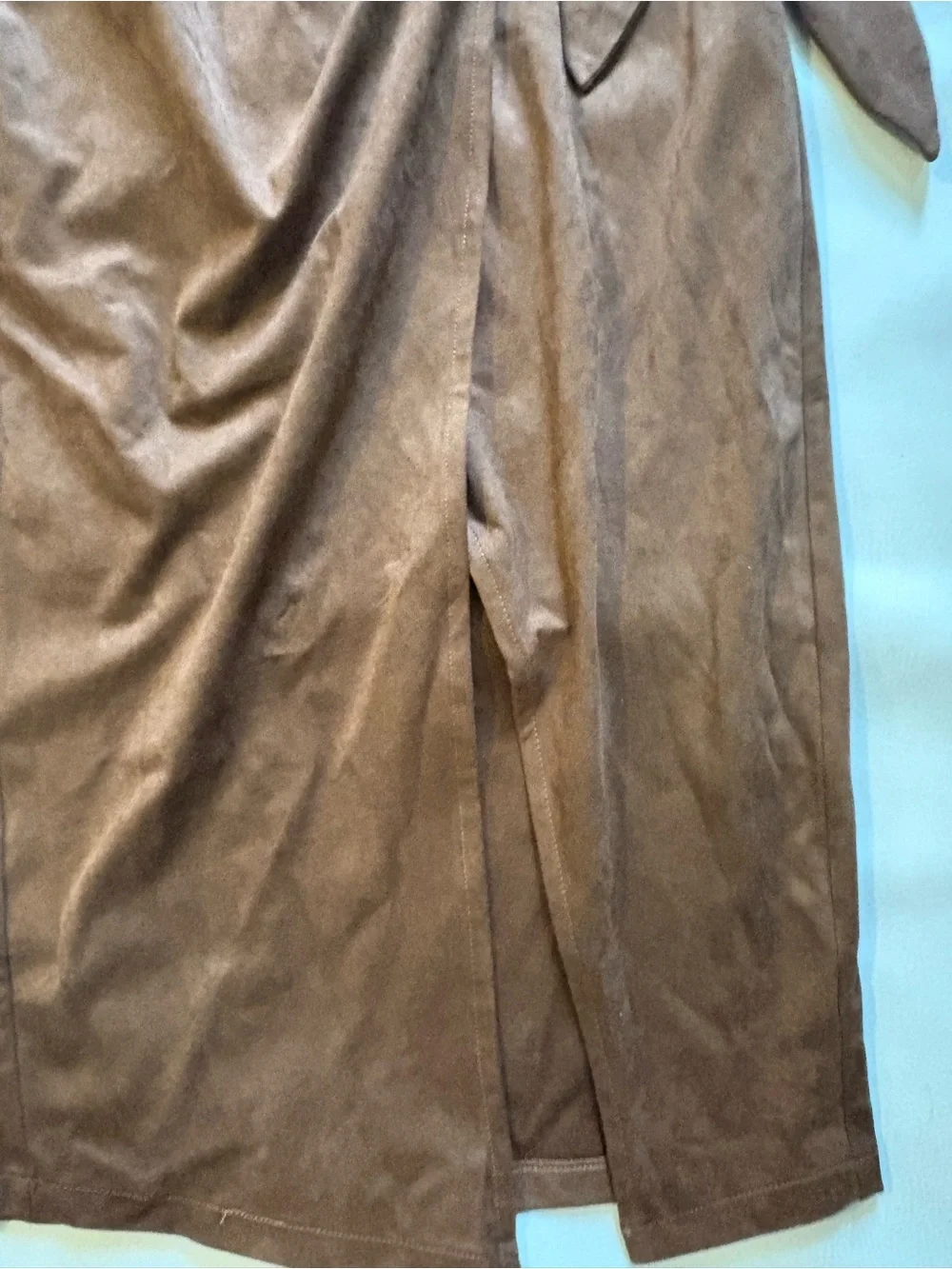 Commense Brown faux suede Wrap Midi Skirt - Women